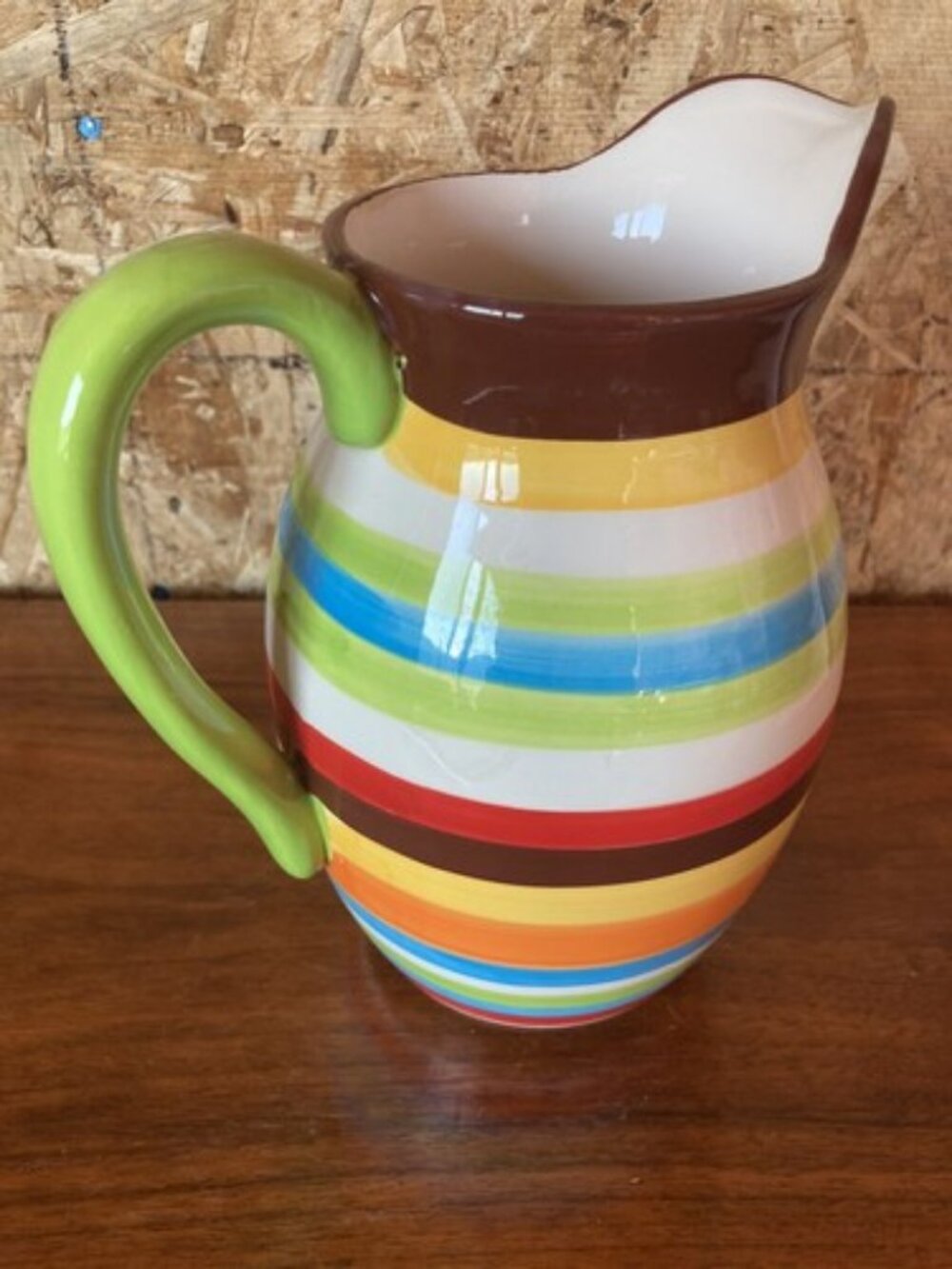 Striped Multicolor Ceramic Pitcher - Picture 5 of 10